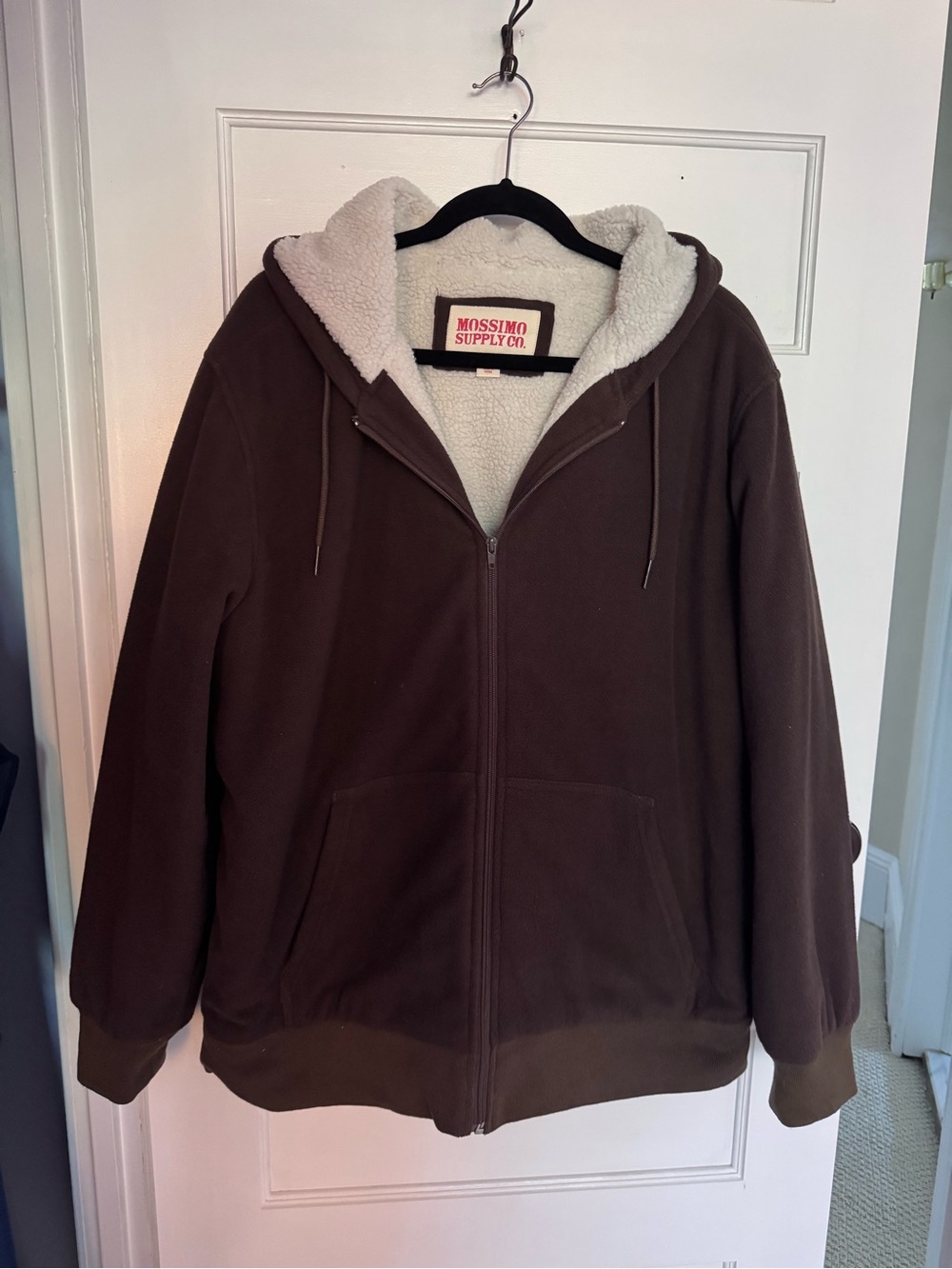 Mossimo Supply Co. Brown Sherpa-Lined Zip Hoodie Jacket